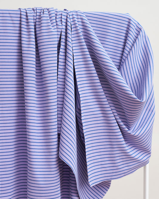 Wisteria and Cobalt Thin Stripe Rib Knit