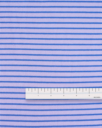 Wisteria and Cobalt Thin Stripe Rib Knit