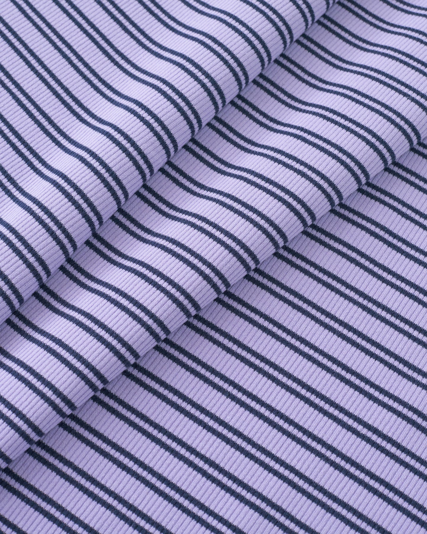 Wisteria and Navy Double Stripe Rib Knit
