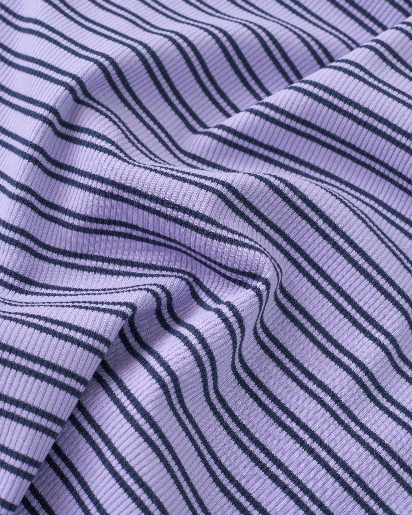 Wisteria and Navy Double Stripe Rib Knit
