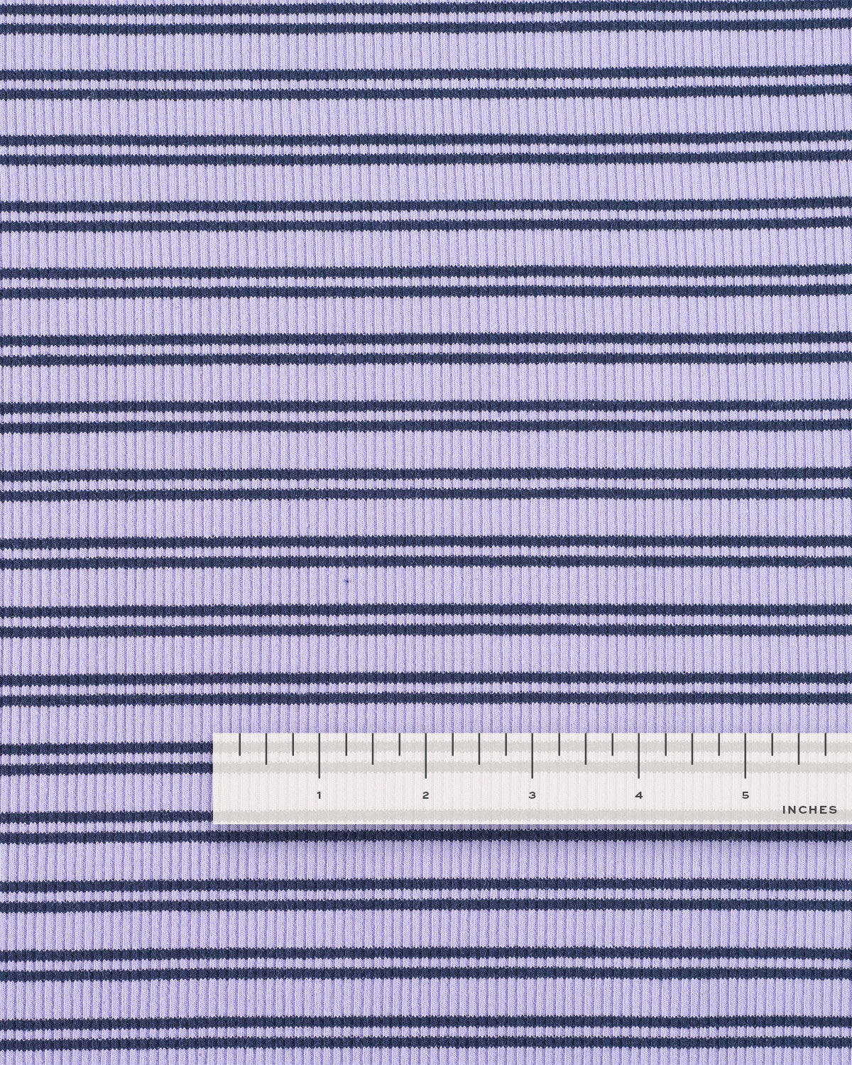 Wisteria and Navy Double Stripe Rib Knit