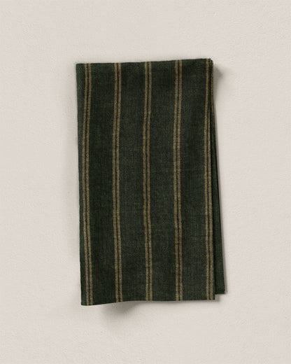 Woodland Green Twin Stripe Washed Linen