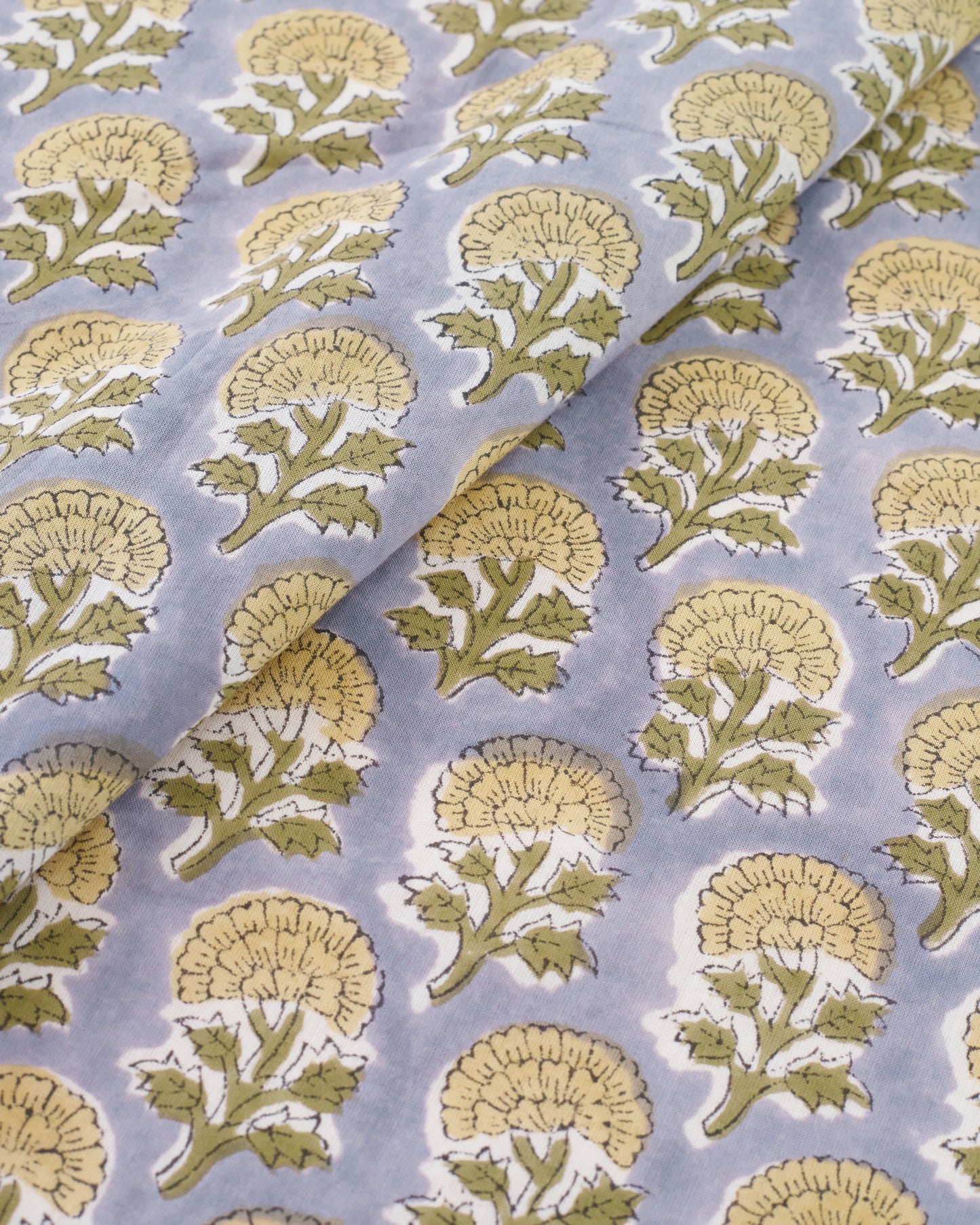 Yellow and Faded Lilac Bloom Block Print