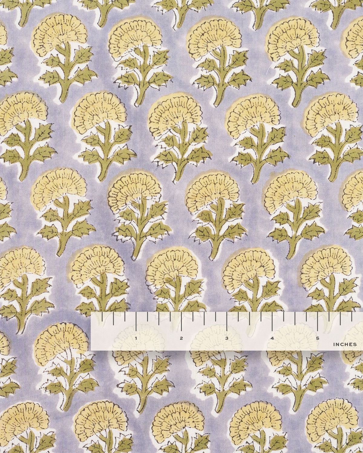 Yellow and Faded Lilac Bloom Block Print