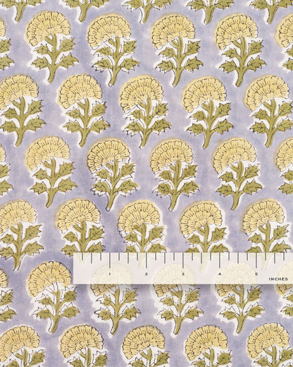 Yellow and Faded Lilac Bloom Block Print