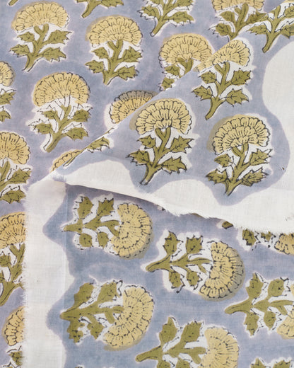 Yellow and Faded Lilac Bloom Block Print
