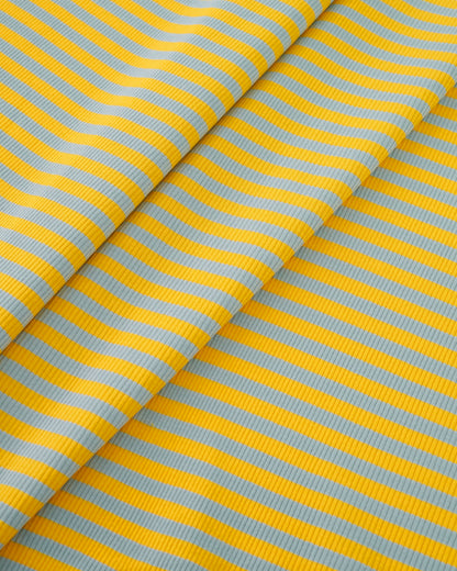 Yellow and Blue Wide Stripe Rib Knit