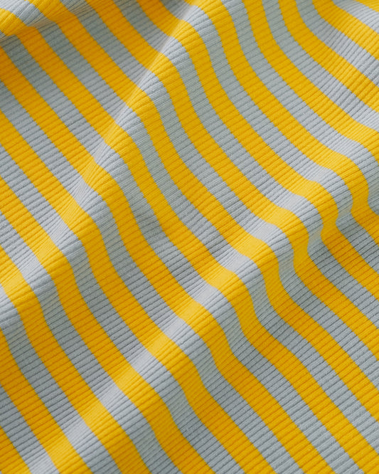 Yellow and Blue Wide Stripe Rib Knit
