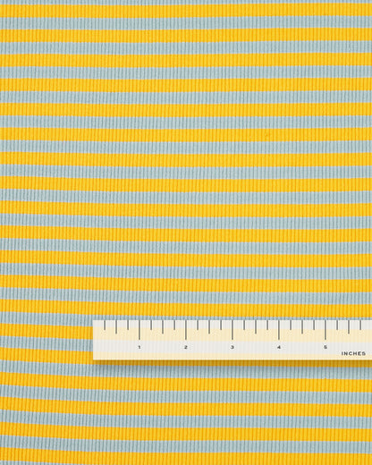 Yellow and Blue Wide Stripe Rib Knit