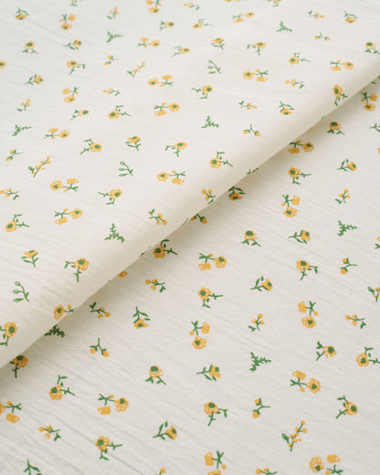 Sun Yellow Ditsy Floral Petite Blossom Cotton