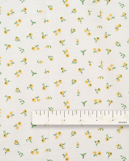 Sun Yellow Ditsy Floral Petite Blossom Cotton