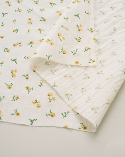 Sun Yellow Ditsy Floral Petite Blossom Cotton