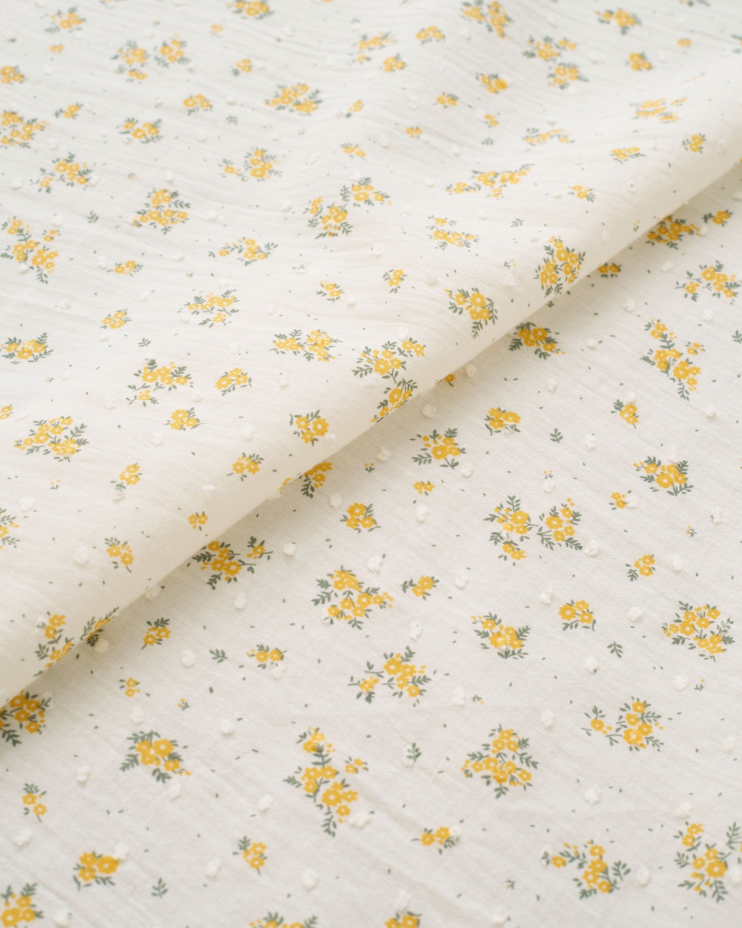 Yellow Swiss Dot Blooms Cotton