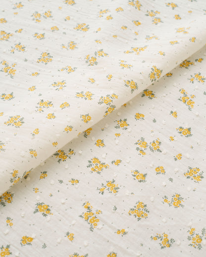 Yellow Swiss Dot Blooms Cotton