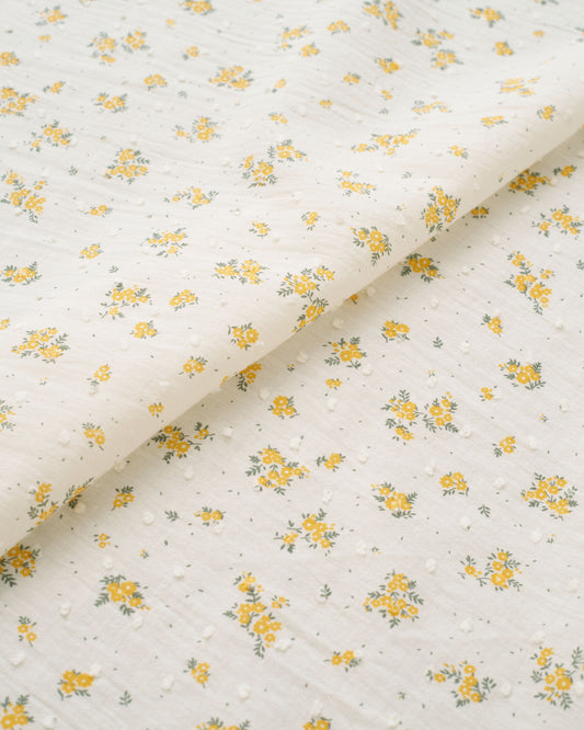 Yellow Swiss Dot Blooms Cotton