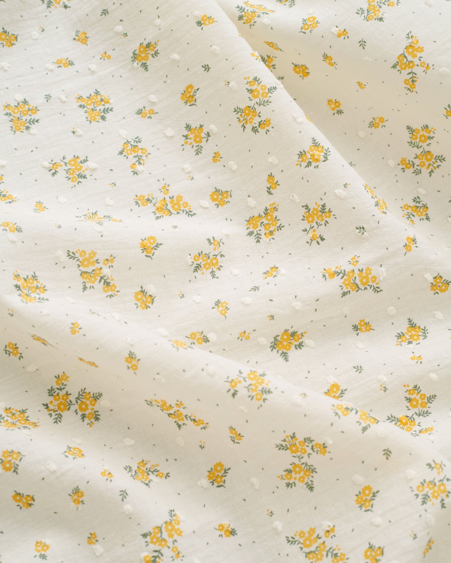 Yellow Swiss Dot Blooms Cotton