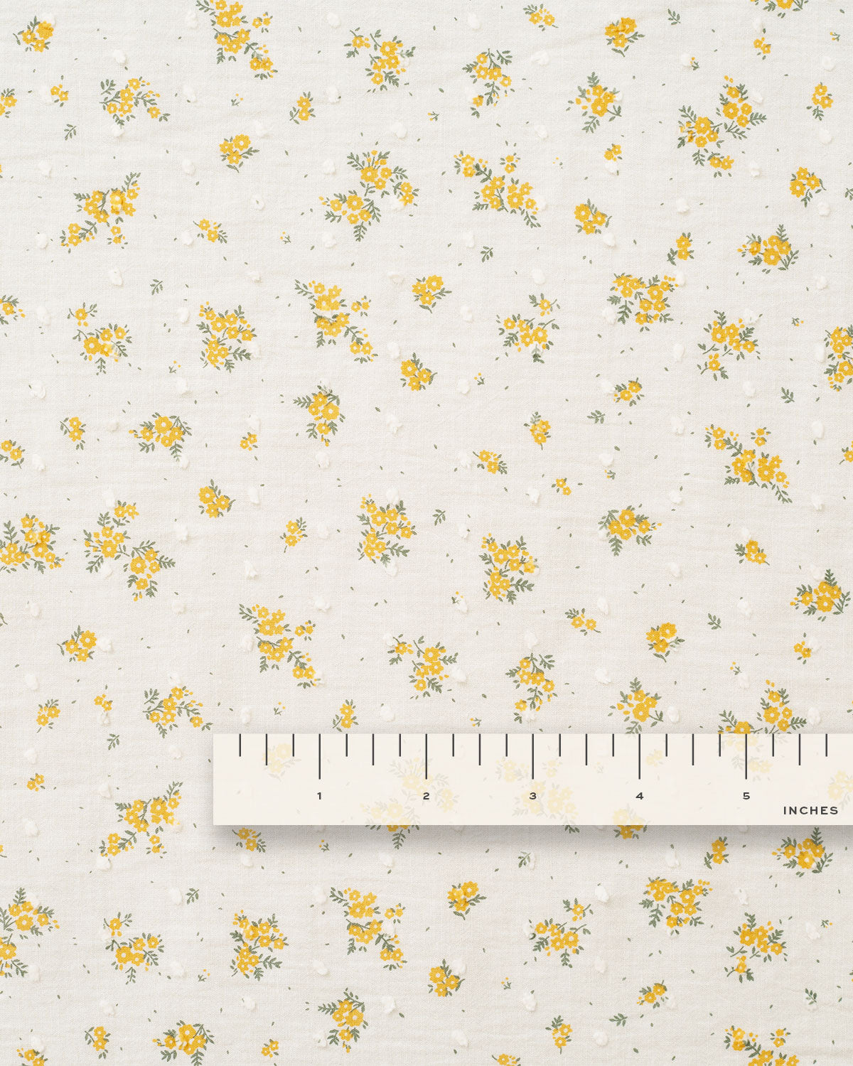Yellow Swiss Dot Blooms Cotton