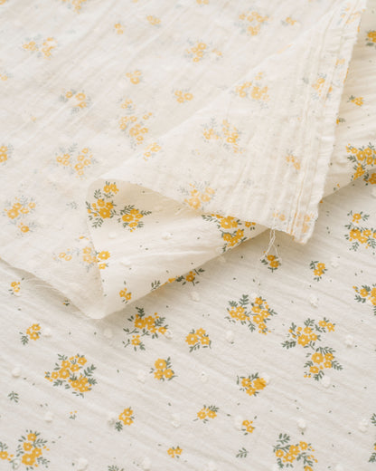Yellow Swiss Dot Blooms Cotton