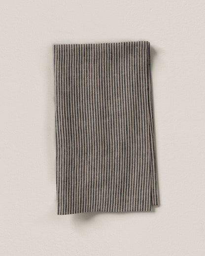 Black and Oat Railroad Stripe Linen