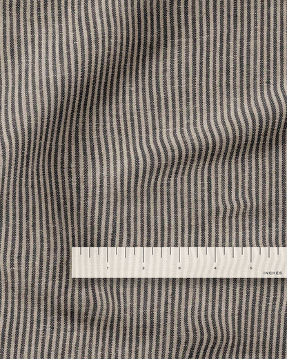 Black and Oat Railroad Stripe Linen