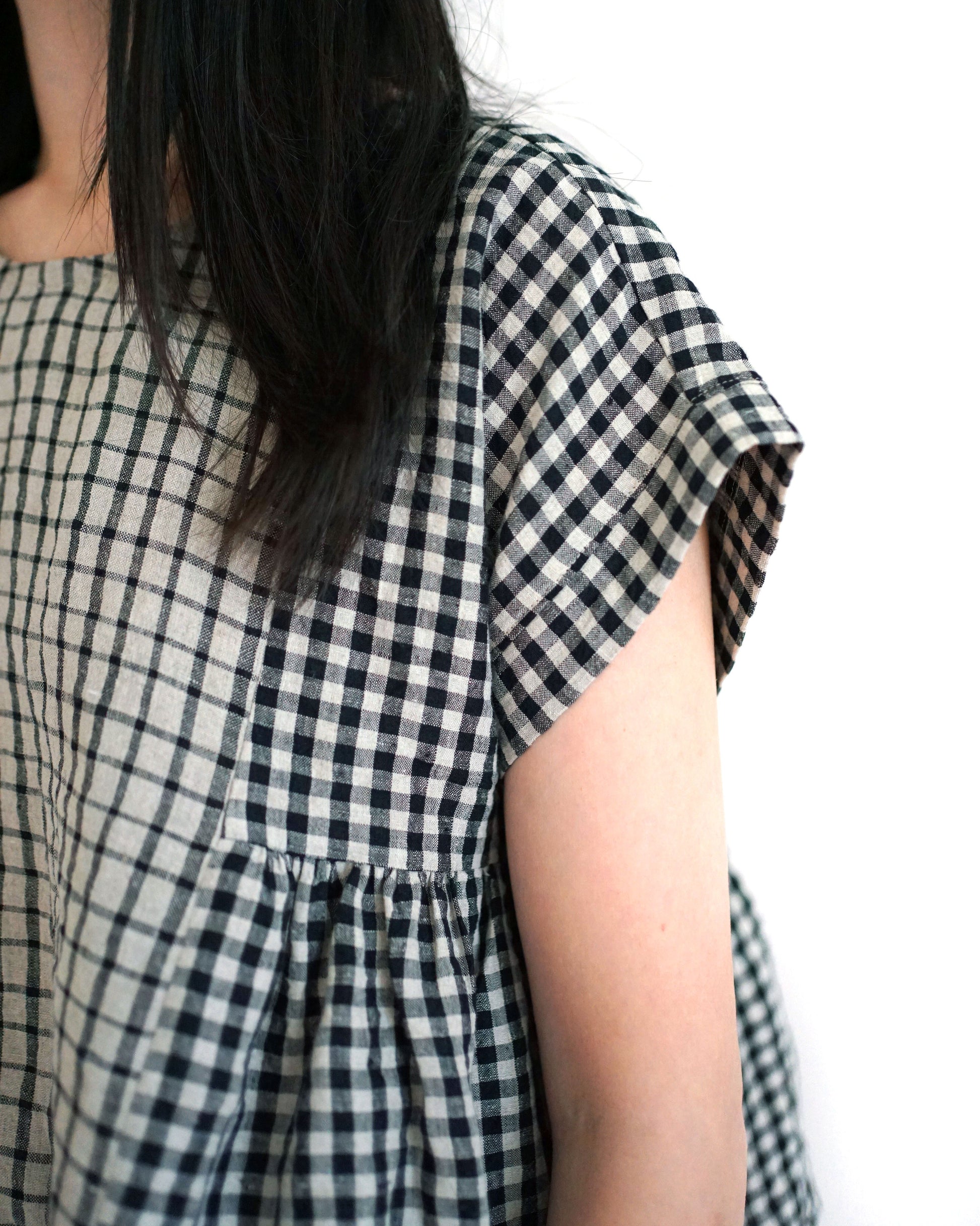 Black White Gingham Linen Fabric Prewashed - LinenMe
