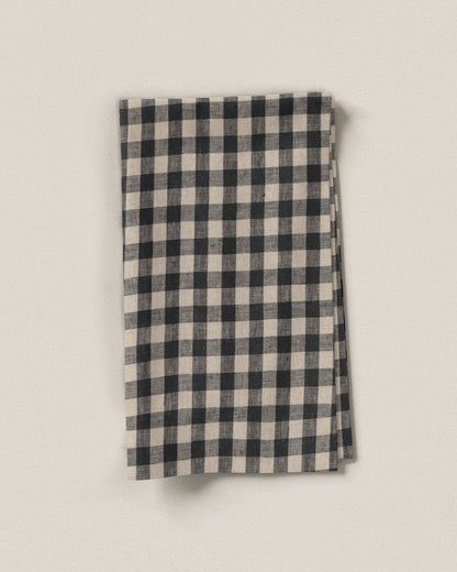 Medium Black and Natural Gingham Linen