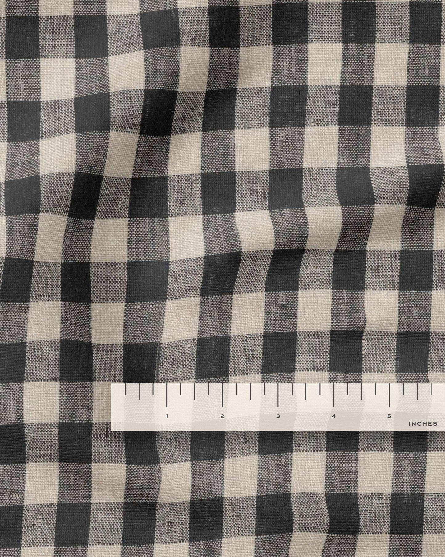 Medium Black and Natural Gingham Linen