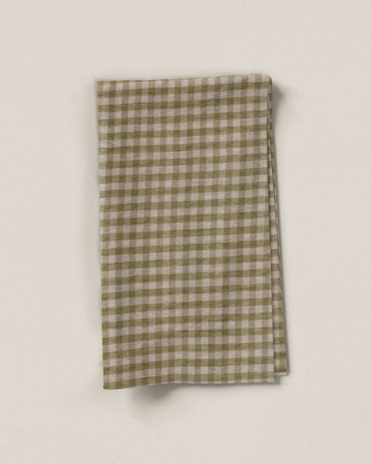 Small Caper and Natural Gingham Linen
