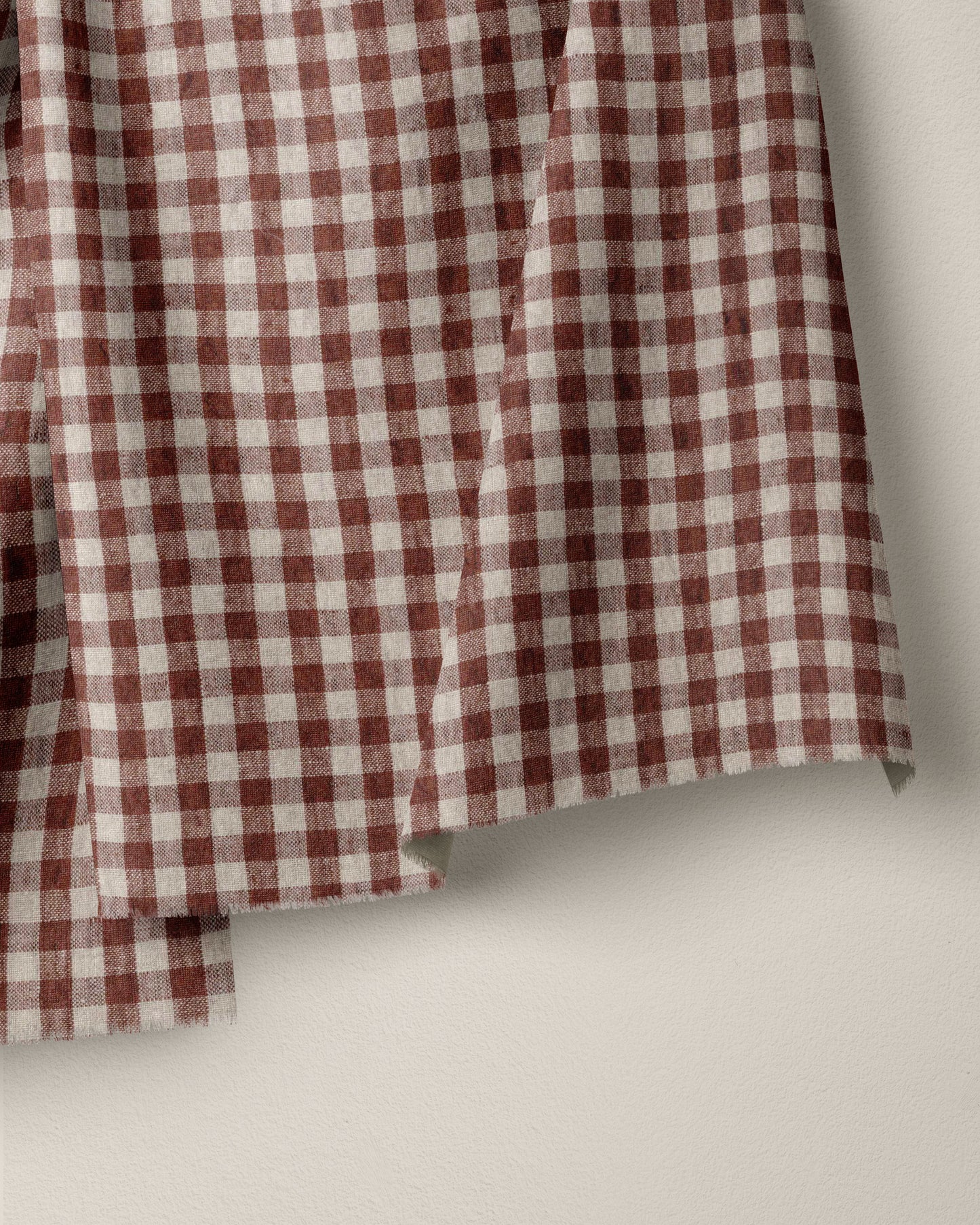 Small Chestnut and Natural Gingham Linen